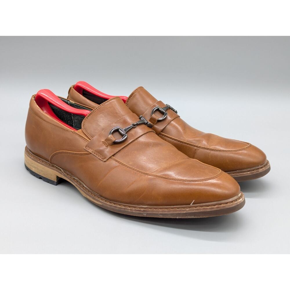 Todd Welsh Dress Loafers Leon Brown Faux Leather Chrome Buckle Size 10 D